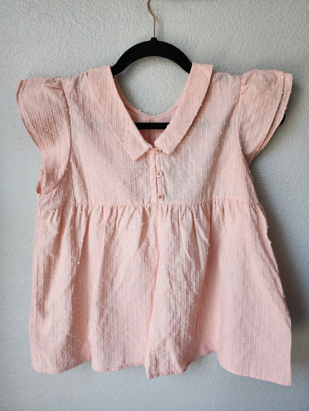 The Sunday Collective Pink Swiss Dot Flutter Sleeve Blouse NWT 12Y - Picture 5 of 8
